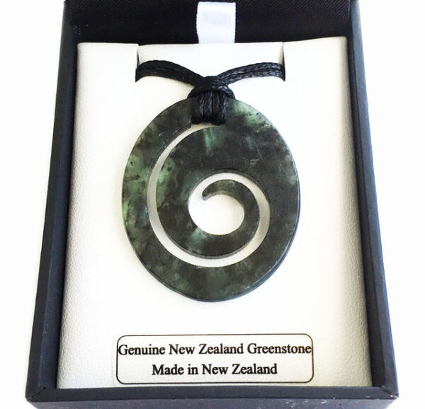 NZ Greenstone Oval Koru - Boxed