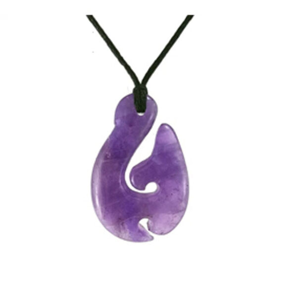 Amethyst Fish Hook Pendant