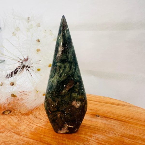 Green Moss Agate Tall Point