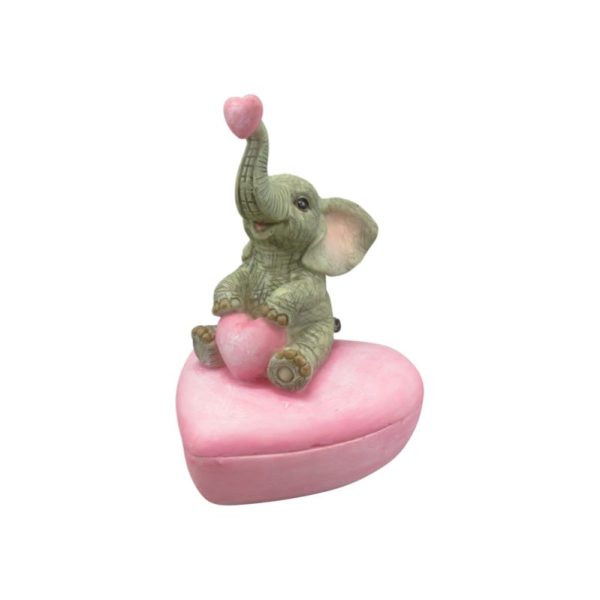 13cm Elephant Love Heart P/Box