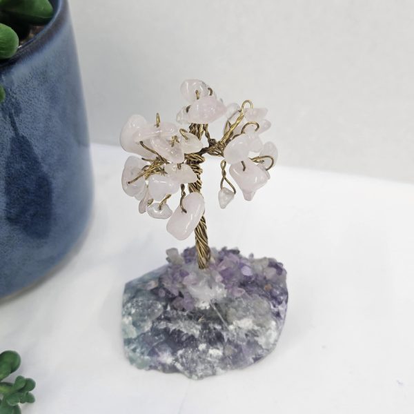Gemstone Tree Crystal Base Rose Quartz