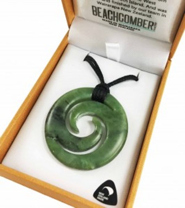 NZ Pounamu Pendant Double Koru boxed
