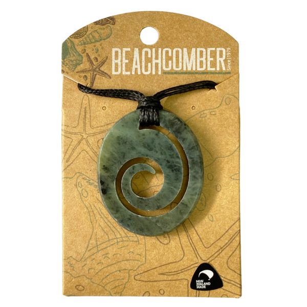 NZ Pounamu Pendant Oval Koru