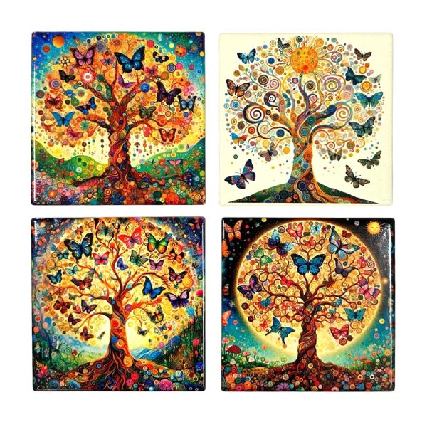 Tree Of Life Ceramic Coaster Set 4