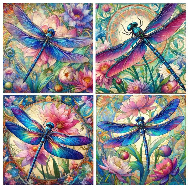 Dragonfly Ceramic Coaster Set 4