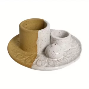 Ceramic Sage/Incense Holder White