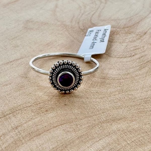 Amethyst Flower Ring US9