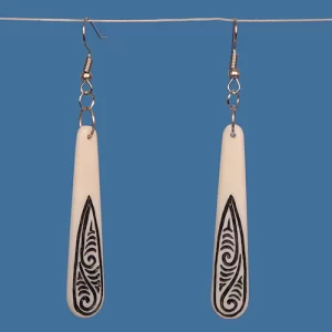Bone Drop earrings with Black Stain