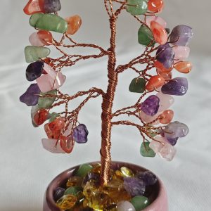 Mixed Stone Gemstone Tree Ceramic Base