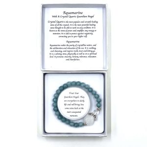 Aquamarine Crystal Heart Guardian Angel Bracelet