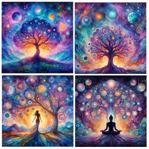 Tree Of Life Cosmic Ceramic Coaster Set 4