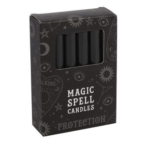 Pack of 12 Black 'Protection' Spell Candles